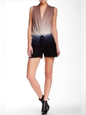 Young Fabulous & Broke YFB Ombre Romper V-neck Sleeveless Taupe Navy Blue Small